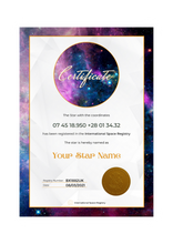 Load image into Gallery viewer, Star Naming Certificate Galaxy Purple Dream